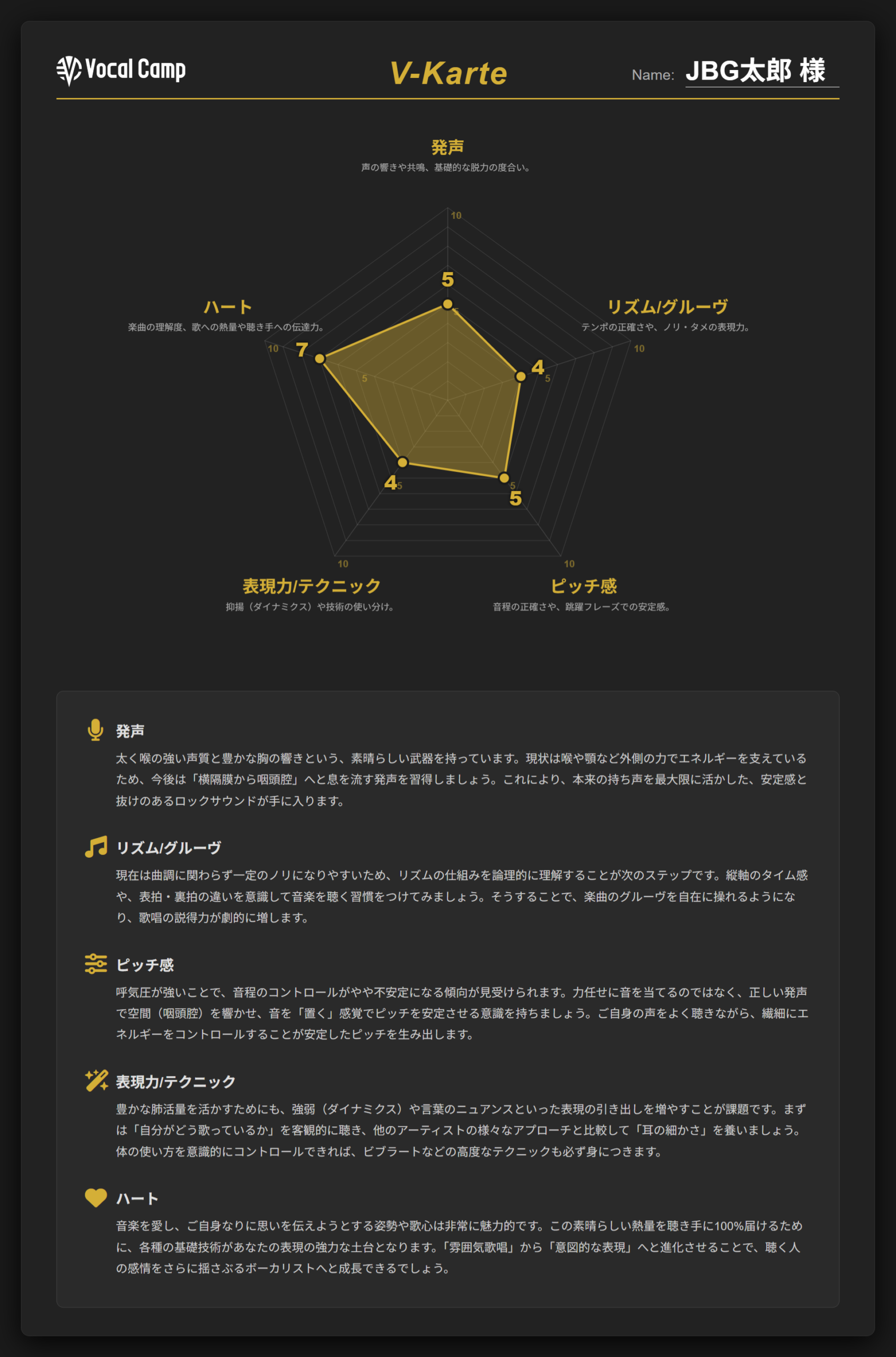初回ボーカル診断 V-Karte